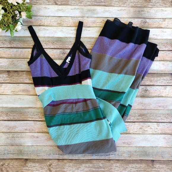 Missoni Dresses & Skirts - Missoni Purple and Green Knit Maxi Dress With Tie